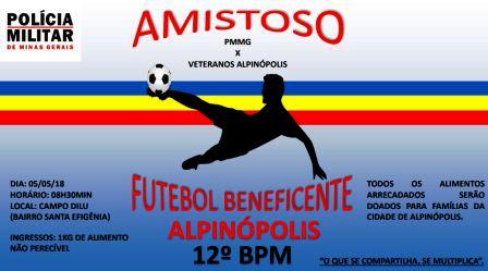 Polícia Militar de Alpinópolis realiza 1º amistoso de futebol beneficente